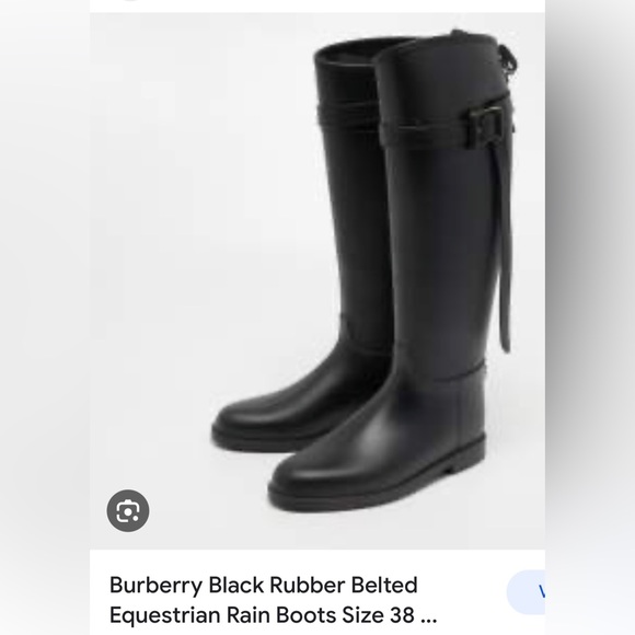 Authentic Burberry Black Rubber Belted Equestrian Rain Boots - Slightly Used - Picture 4 of 4